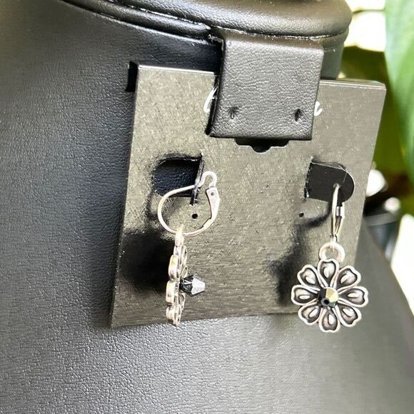 Silver Floral Drop Franco Gia Earrings $16ea / 3 for $25 - Picture 3 of 6